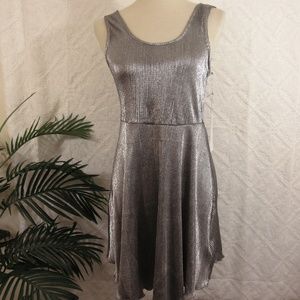 Ali & Kris Silver Ribbed Party Dress Sz M